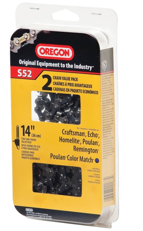 Oregon AdvanceCut Series S52T Chainsaw Chain Reel, 91PX Chain, 14 in L Bar, 0.05 in Gauge, 3/8 in TPI/Pitch, 52-Link