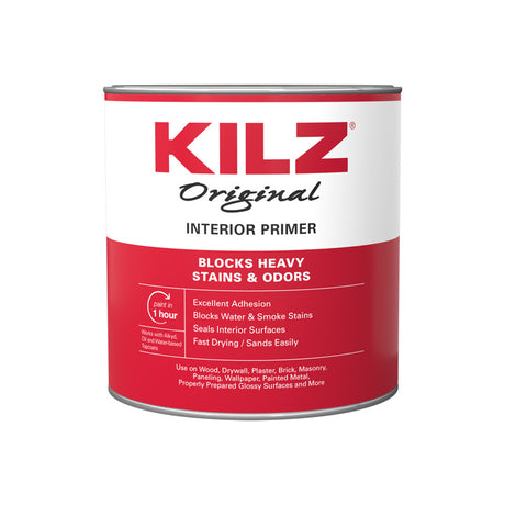 KILZ Original White Flat Oil-Based Alkyd Oil Primer 1 qt, Pack of 6