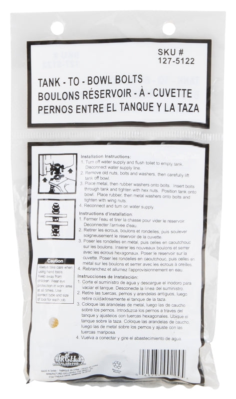 ProSource PMB-483-3L Tank-to-Bowl Connector Kit, Steel, Brass, For: Connecting Toilet Tank to Toilet Bowl