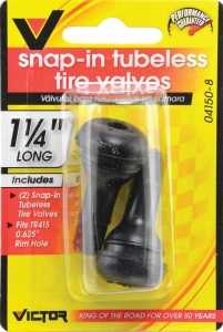Genuine Victor 22-5-04150-8 Tire Valve, Snap-In, 1-1/4 in L, Rubber