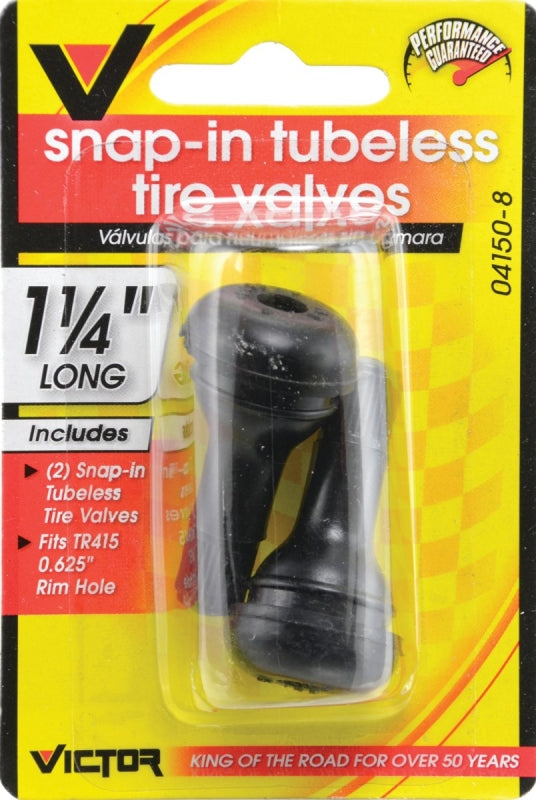 Genuine Victor 22-5-04150-8 Tire Valve, Snap-In, 1-1/4 in L, Rubber
