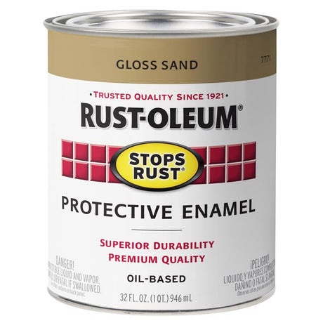 Rust-Oleum Stops Rust Indoor and Outdoor Gloss Sand Oil-Based Protective Paint 1 qt, Pack of 2