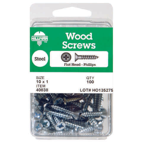 HILLMAN No. 8 X 1 in. L Phillips Zinc-Plated Coarse Wood Screws 100 pk, Pack of 5