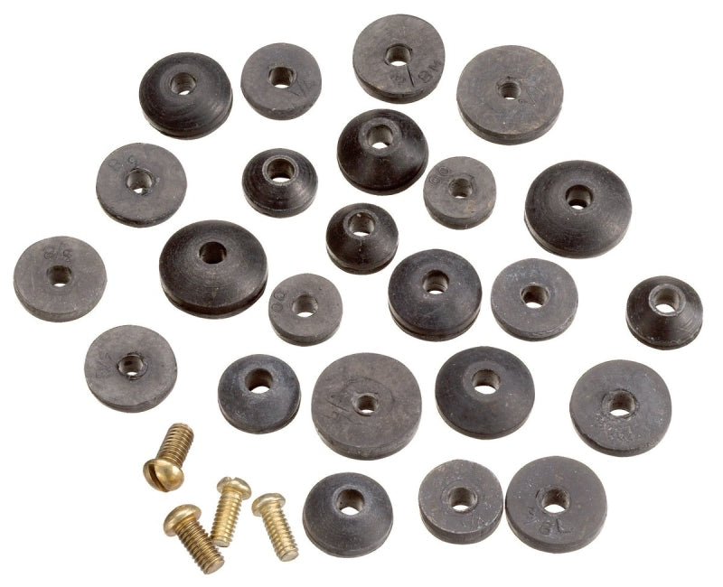 Plumb Pak PP805-21 Faucet Washer Assortment, Beveled, Brass/Rubber, For: Sink and Faucets