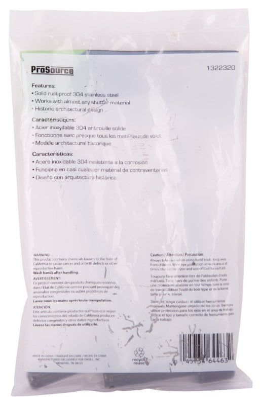 ProSource SH-S12-PS Lag Pintel, 5 x 2-9/16 x 3/4 in, Black, Screw Mounting