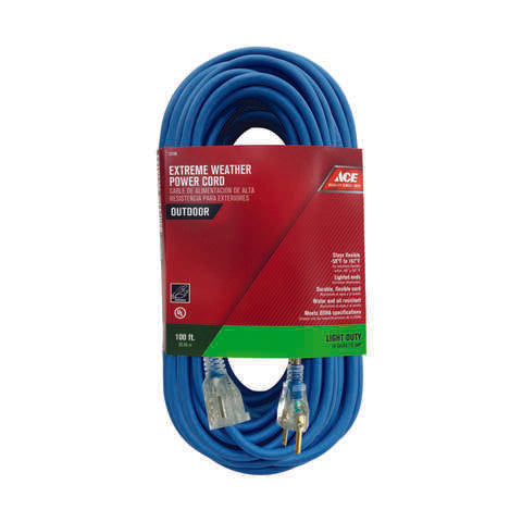 Ace Outdoor 100 ft. L Blue Extension Cord 16/3 SJOW