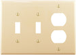 Eaton Wiring Devices PJ28V Combination Wallplate, 4-7/8 in L, 6-3/4 in W, Mid, 3-Gang, Polycarbonate, Ivory, High-Gloss