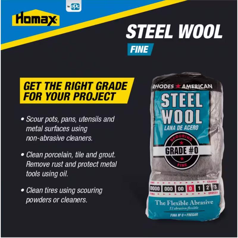 Rhodes American 0 Grade Fine Steel Wool Pad 12 pk, Pack of 6