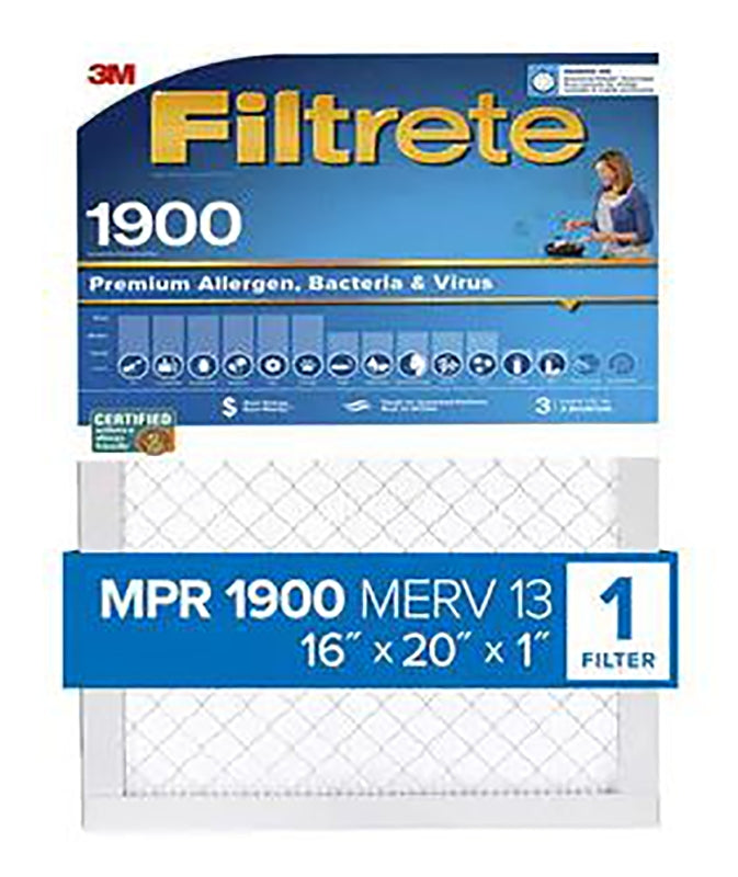 Filtrete UA00-4 Air Filter, 20 in L, 16 in W, 13 MERV, 1900 MPR, Polypropylene Frame, Pack of 4