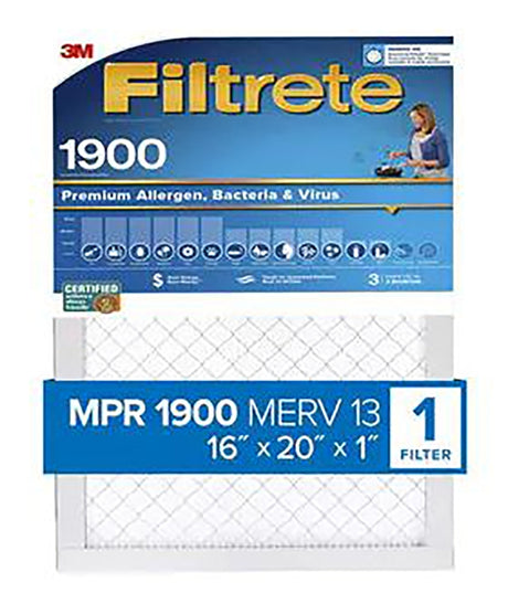Filtrete UA00-4 Air Filter, 20 in L, 16 in W, 13 MERV, 1900 MPR, Polypropylene Frame, Pack of 4