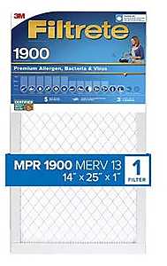 Filtrete UA04-4 Air Filter, 25 in L, 14 in W, 13 MERV, 1900 MPR, Polypropylene Frame, Pack of 4