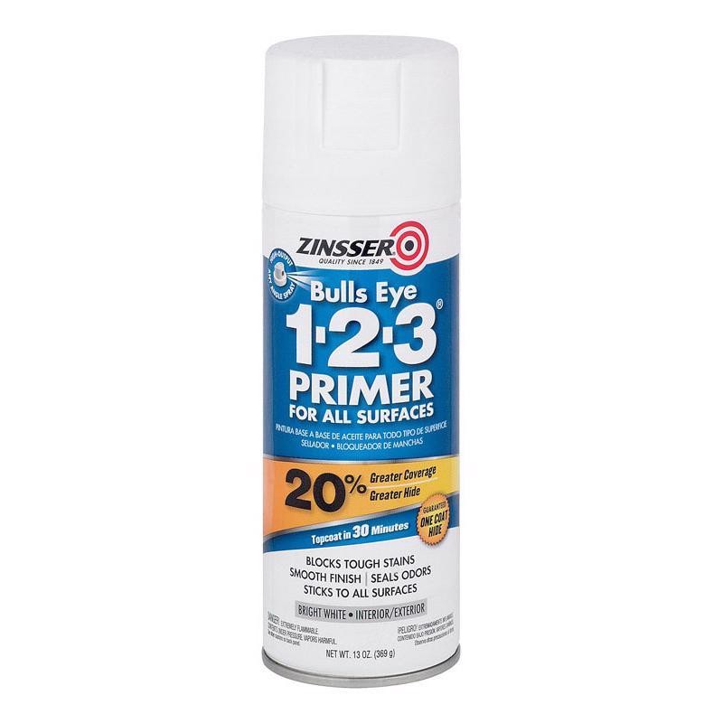 Zinsser Bulls Eye 123 Bright White Smooth Oil-Based Alkyd Resin Spray Primer and Sealer 13 oz, Pack of 6