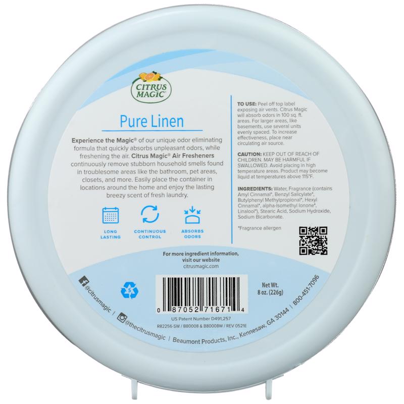 Citrus Magic Pure Linen Scent Air Freshener 8 oz Solid, Pack of 6
