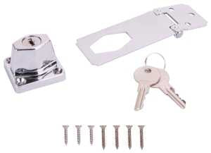 ProSource 807355-BC3L-PS Safety Hasp, 3-1/2 in L, 3-1/2 in W, Steel, Chrome