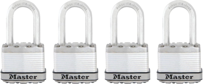 Master Lock Magnum Series M1XQLF Padlock, 1-3/4 in W Body, Keyed Alike Key, 5/16 in Dia Shackle, Silver