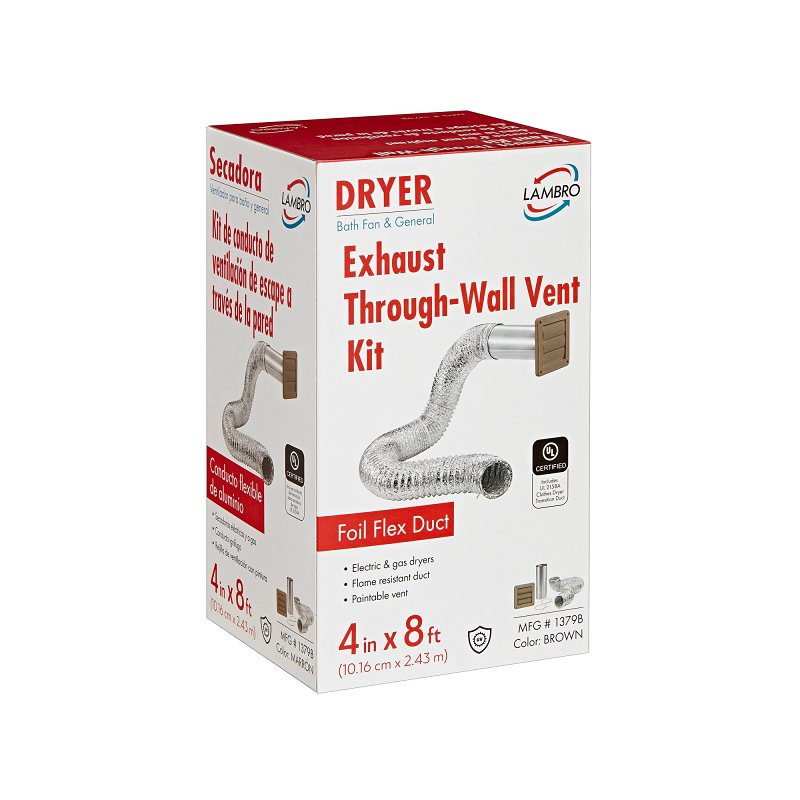 Lambro 1379B Wall Louvered Vent Kit, Plastic, Brown