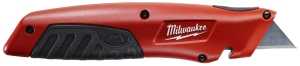 Milwaukee 48-22-1515 Utility Knife, 1 in L Blade, Metal Blade, Straight Handle, Black/Red Handle