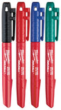 Milwaukee 48-22-3106 Marker Set, 1 mm Tip, Black/Blue/Green/Red, 5-1/2 in L