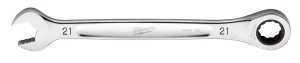 Milwaukee 45-96-9321 Ratcheting Combination Wrench, Metric, 21 mm Head, 11.1 in L, 12-Point, Steel, Chrome