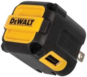 DEWALT 131 0849 DW2 USB Charger, Black/Yellow, For: Android and iOS Devices, 2.4 A Charge, 120 min Charge