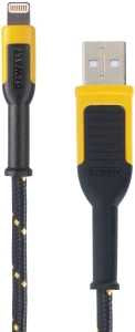 DEWALT 131 1359 DW2 Charger Cable, iOS, USB, Kevlar Fiber Sheath, Black/Yellow Sheath, 4 ft L, Pack of 2