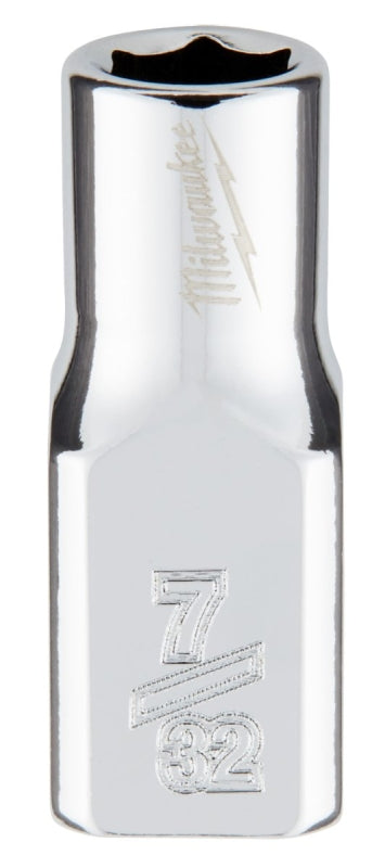 Milwaukee 45-34-9002 Socket, 7/32 in Socket, Standard Socket, 4.921 in OAL, 1/4 in Drive, 6 -Point, Chrome