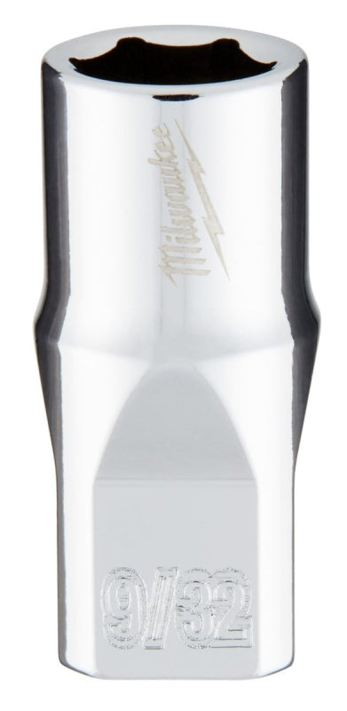 Milwaukee 45-34-9004 Socket, 9/32 in Socket, Standard Socket, 4.921 in OAL, 1/4 in Drive, 6 -Point, Chrome