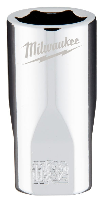 Milwaukee 45-34-9006 Socket, 11/32 in Socket, Standard Socket, 4.921 in OAL, 1/4 in Drive, 6 -Point, Chrome