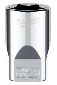 Milwaukee 45-34-9008 Socket, 7/16 in Socket, Standard Socket, 4.921 in OAL, 1/4 in Drive, 6 -Point, Chrome