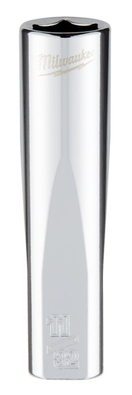 Milwaukee 45-34-9017 Socket, 11/32 in Socket, Deep Socket, 2.559 in OAL, 1/4 in Drive, 6-Point, Chrome Vanadium Steel