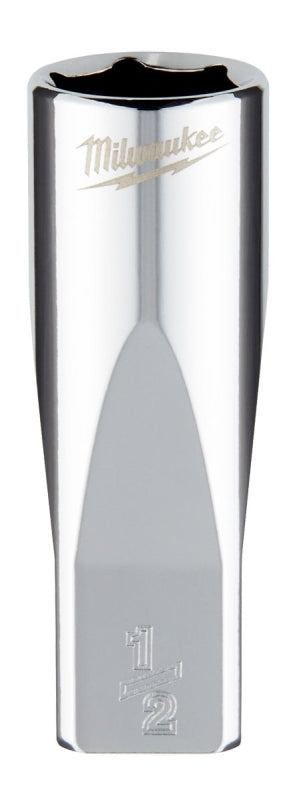 Milwaukee 45-34-9020 Socket, 1/2 in Socket, Deep Socket, 2.559 in OAL, 1/4 in Drive, 6 -Point, Chrome Vanadium Steel