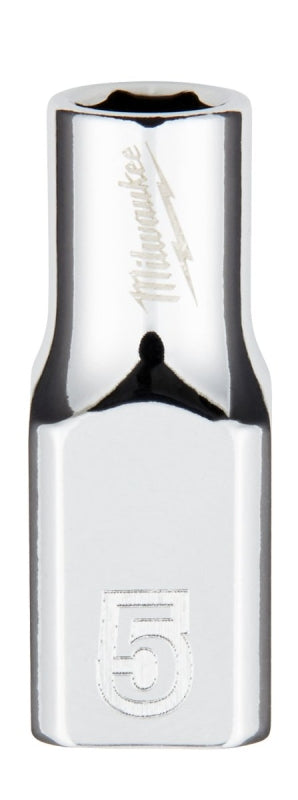 Milwaukee 45-34-9030 Socket, 5 mm Socket, Standard Socket, 4.921 in OAL, 1/4 in Drive, 6 -Point, Chrome Vanadium Steel