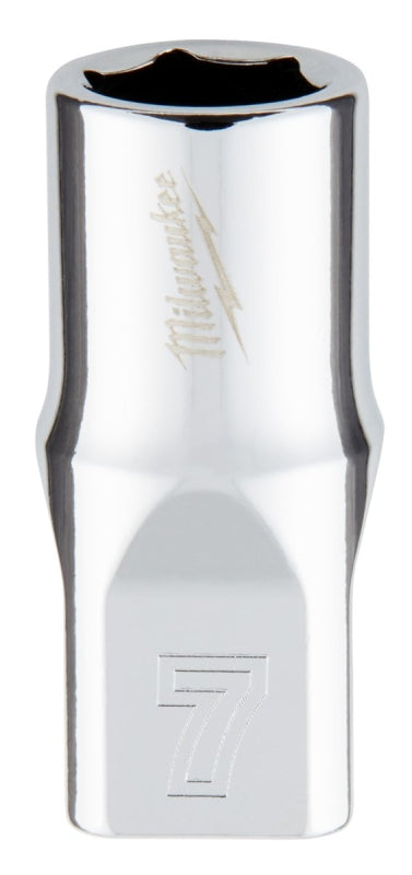 Milwaukee 45-34-9033 Socket, 7 mm Socket, Standard Socket, 4.921 in OAL, 1/4 in Drive, 6 -Point, Chrome Vanadium Steel