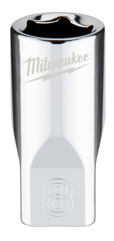 Milwaukee 45-34-9034 Socket, 8 mm Socket, Standard Socket, 4.921 in OAL, 1/4 in Drive, 6 -Point, Chrome Vanadium Steel