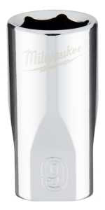 Milwaukee 45-34-9035 Socket, 9 mm Socket, Standard Socket, 4.921 in OAL, 1/4 in Drive, 6 -Point, Chrome Vanadium Steel