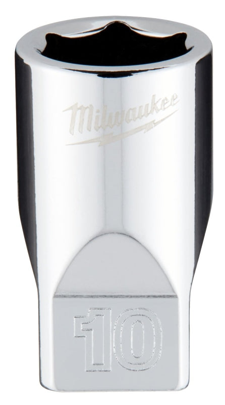 Milwaukee 45-34-9036 Socket, 10 mm Socket, Standard Socket, 4.921 in OAL, 1/4 in Drive, 6 -Point, Chrome Vanadium Steel