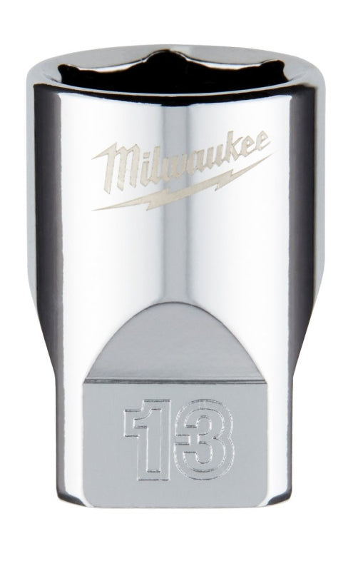 Milwaukee 45-34-9039 Socket, 13 mm Socket, Standard Socket, 4.921 in OAL, 1/4 in Drive, 6 -Point, Chrome Vanadium Steel