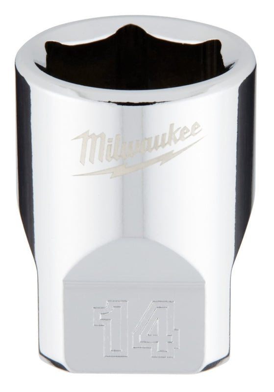 Milwaukee 45-34-9040 Socket, 14 mm Socket, Standard Socket, 4.921 in OAL, 1/4 in Drive, 6 -Point, Chrome Vanadium Steel