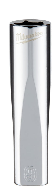 Milwaukee 45-34-9047 Socket, 9 mm Socket, Deep Socket, 2.559 in OAL, 1/4 in Drive, 6 -Point, Chrome Vanadium Steel
