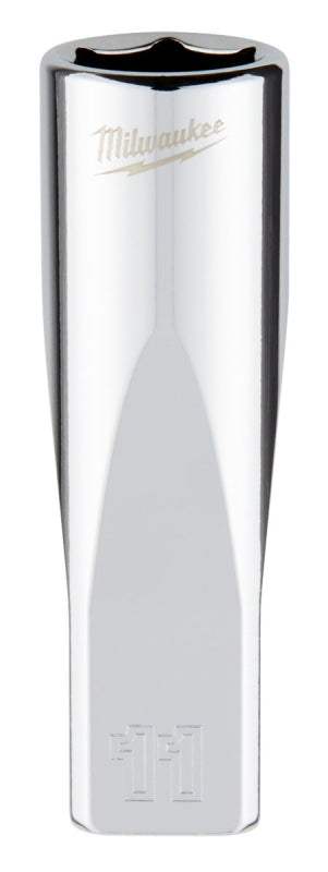 Milwaukee 45-34-9049 Socket, 11 mm Socket, Deep Socket, 2.559 in OAL, 1/4 in Drive, 6 -Point, Chrome Vanadium Steel