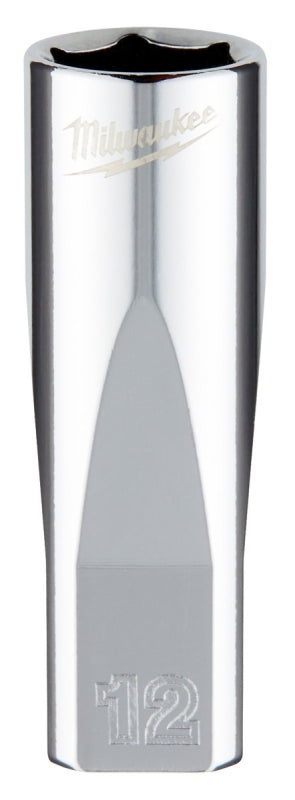 Milwaukee 45-34-9050 Socket, 12 mm Socket, Deep Socket, 2.559 in OAL, 1/4 in Drive, 6 -Point, Chrome Vanadium Steel