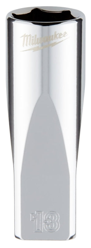 Milwaukee 45-34-9051 Socket, 13 mm Socket, Deep Socket, 2.559 in OAL, 1/4 in Drive, 6 -Point, Chrome Vanadium Steel