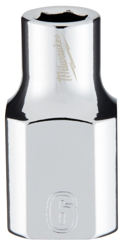 Milwaukee 45-34-9076 Socket, 6 mm Socket, Standard Socket, 3.543 in OAL, 3/8 in Drive, 6 -Point, Chrome Vanadium Steel