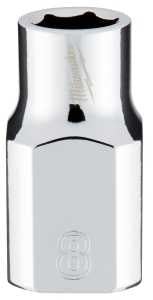 Milwaukee 45-34-9078 Socket, 8 mm Socket, Standard Socket, 3.543 in OAL, 3/8 in Drive, 6 -Point, Chrome Vanadium Steel