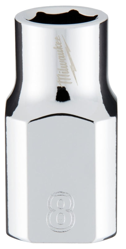 Milwaukee 45-34-9078 Socket, 8 mm Socket, Standard Socket, 3.543 in OAL, 3/8 in Drive, 6 -Point, Chrome Vanadium Steel