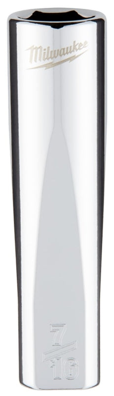Milwaukee 45-34-4375 Socket, 7/16 in Socket, Deep Socket, 3.543 in OAL, 3/8 in Drive, 6 -Point, Chrome Vanadium Steel