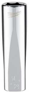 Milwaukee 45-35-5000 Socket, 1/2 in Socket, Deep Socket, 3.543 in OAL, 3/8 in Drive, 6 -Point, Chrome Vanadium Steel