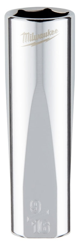 Milwaukee 45-34-5625 Socket, 9/16 in Socket, Deep Socket, 3.543 in OAL, 3/8 in Drive, 6 -Point, Chrome Vanadium Steel