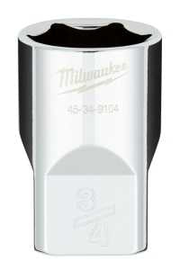 Milwaukee 45-34-9104 Socket, 3/4 in Socket, Standard Socket, 1.02 in OAL, 1/2 in Drive, 6 -Point, Chrome Vanadium Steel