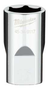 Milwaukee 45-34-9117 Socket, 16 mm Socket, Standard Socket, 1/2 in Drive, 6 -Point, Chrome Vanadium Steel, Chrome